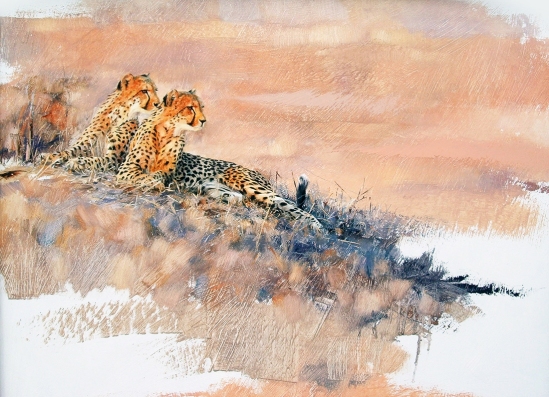 Cheetah Pair (in afternoon sun) - Geoff Hunter Wildlife Art