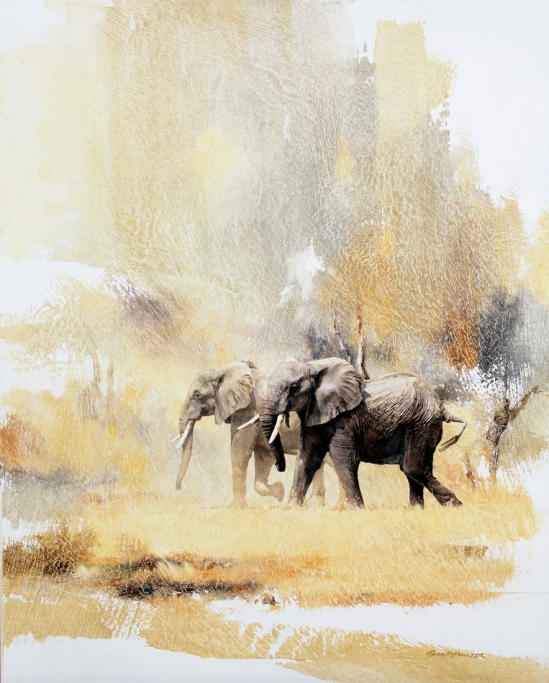 Elephant Pair - Geoff Hunter Wildlife Art  (Available Print)