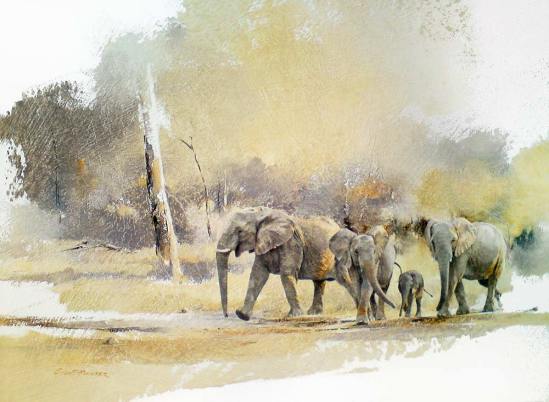 Elephant-Family-Herd---Geoff-Hunter-Wildlife-Art