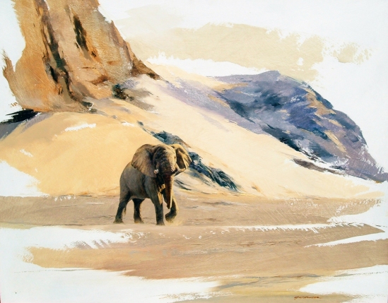 Lone Elephant Bull - Geoff Hunter Wildlife Art