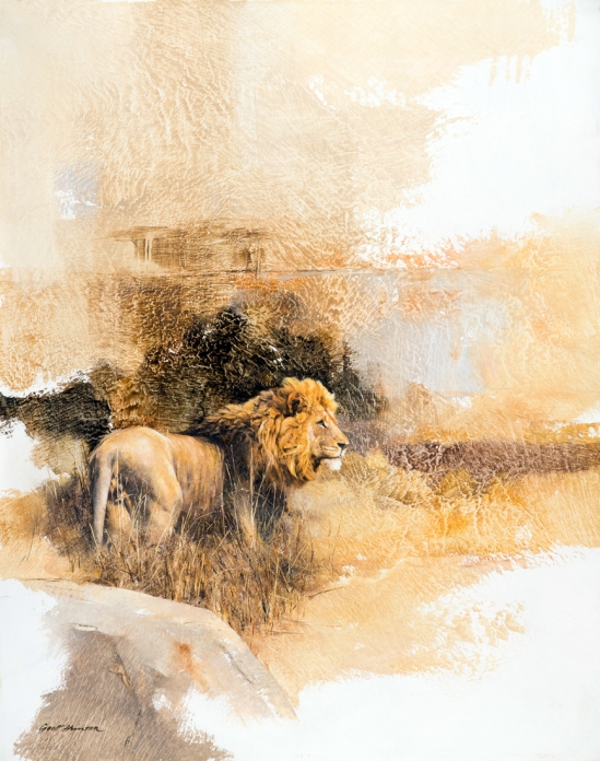 Male Lion (side profile) - Geoff Hunter Wildlife Art (Available Print)