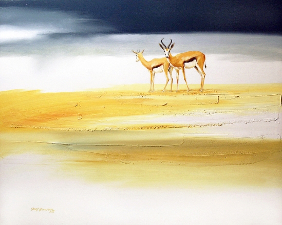 Springbok Pair - Geoff Hunter Wildlife Art